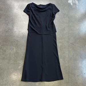 Vintage SL Fashions Petite Black Size 8P Medium Midi Dress